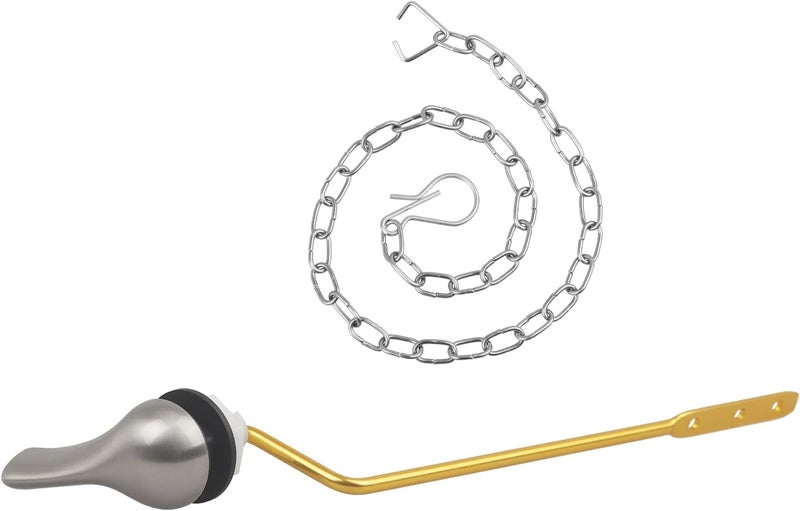 TJWODO Toilet Handle Replacement Kit - Side Mount Toilet Trip Levers with Seal Gasket and Nut, Stainless Steel Flapper Chains, Universal Replacement (Brushed Nickel) - Image 1